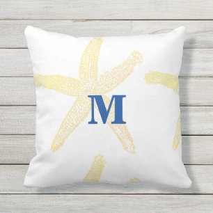 Coussin Jaune Starfish Monogramme Initial Custom Cuisine P