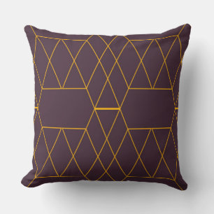 Coussin Jaune, violet, simple, graphique géométrique moder