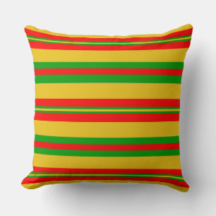 Coussin Jaunes, rouges et verts rayures du Bénin 2