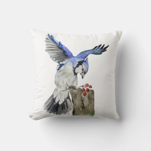 Coussin Jay bleu d'oiseau de la forêt