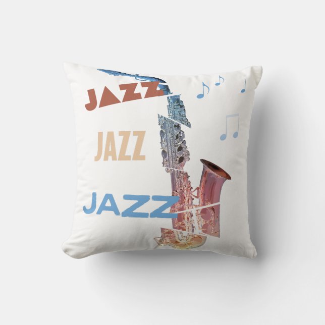 Coussin Jazz Saxophone Art moderne (Recto)