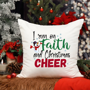 Coussin Je cours sur la foi et Noël Cheval Inspirationnel
