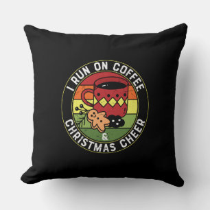 Coussin Je cours sur le café et la fête de Noël