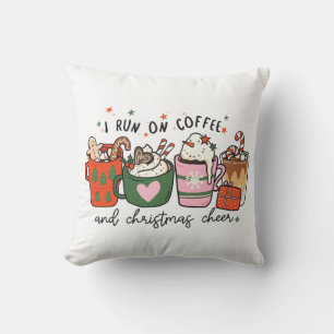 Coussin Je Cours Sur Le Café Et La Soirée De Noël