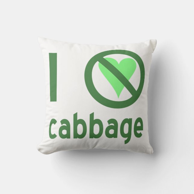 Coussin Je déteste le texte vert chou (Recto)