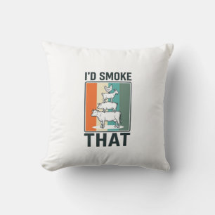 Coussin Je fumerais ce design d'animaux de ferme de BBQ vi