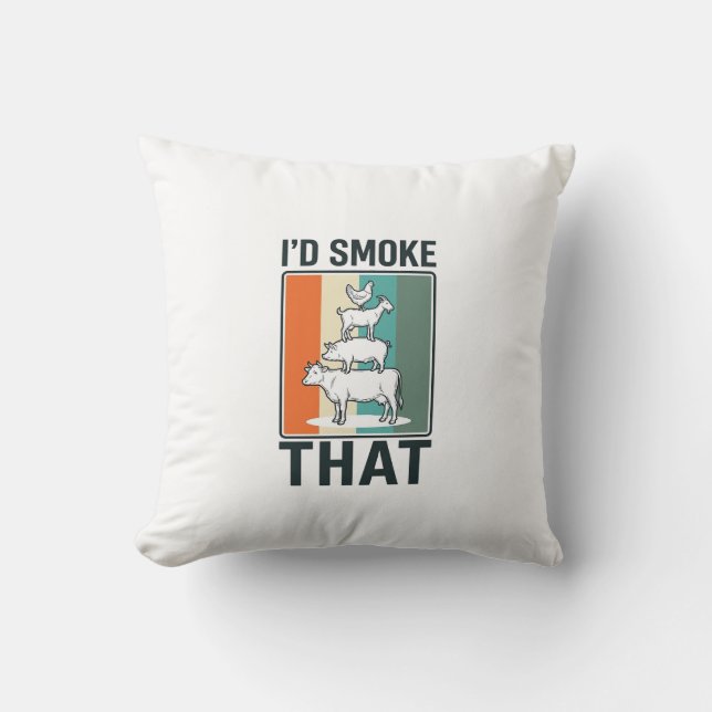 Coussin Je fumerais ce design d'animaux de ferme de BBQ vi (Recto)