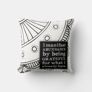 Coussin Je Manifeste L'Abondance En Étant Une Affirmation 