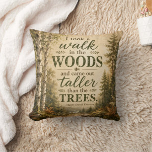 Coussin Je me suis promené dans les bois Rustique