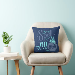Coussin Je mets un sort sur toi Cauldron Blue Halloween