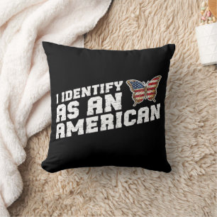 Coussin Je M'Identifie Comme Un Drapeau Américain Papillon