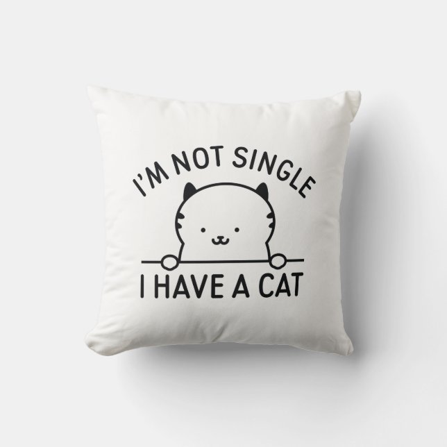 Coussin Je ne suis pas célibataire j'ai un chat (Recto)