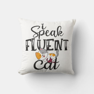 Coussin Je parle couramment chat drôle mignon chaton