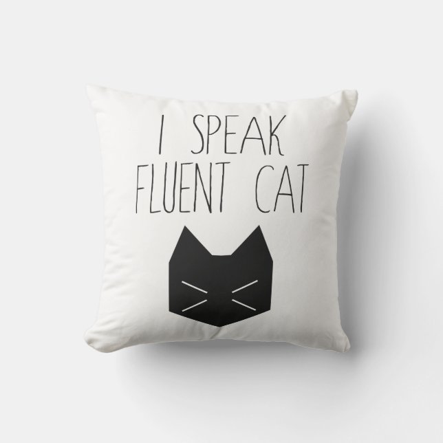 Coussin Je parle le chat fluide - citation drôle (Recto)