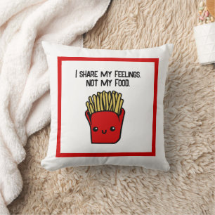 Coussin Je Partage Sentiments Pas Nourriture Drôle Kawaii