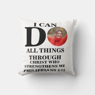 Coussin Je peux faire tout ce que Christian photo Bible ve