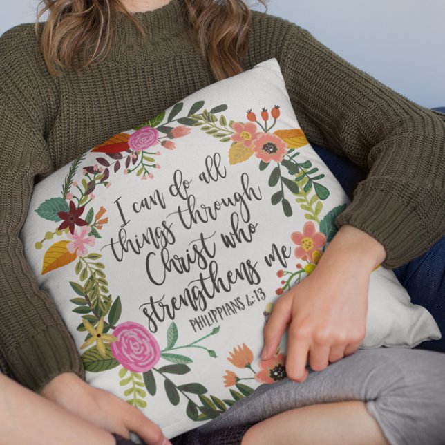 Coussin Je peux faire tout par le Christ, Philippiens (Créateur téléchargé)