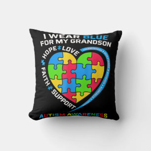 Coussin Je Porte Du Bleu Pour Ma Sensibilisation sur l'aut