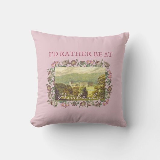 Coussin Je préférerais être chez Pemberly Jane Austen Vint (Recto)