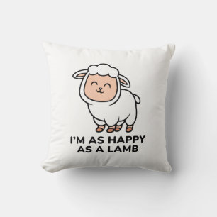 Coussin Je suis aussi heureux qu'un agneau