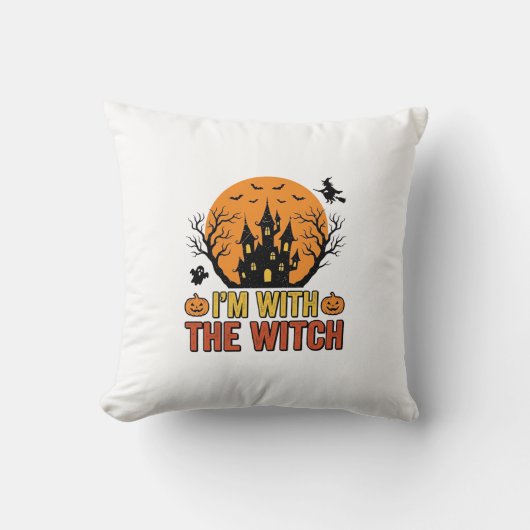 Coussin Je Suis Avec La Sorcière Design De Château Hallowe (Recto)