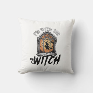 Coussin Je Suis Avec La Sorcière Vintage Halloween