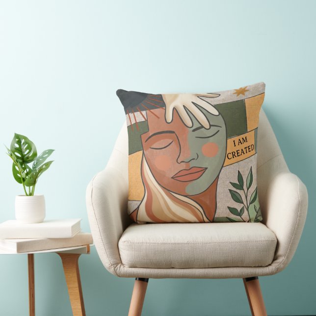 Coussin JE SUIS CRÉÉ - Main de Grâce (Chaise)