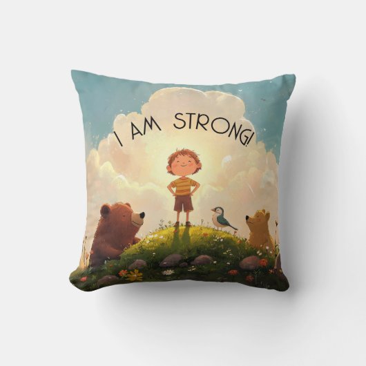 Coussin Je Suis Forte Affirmation Garçons (Recto)