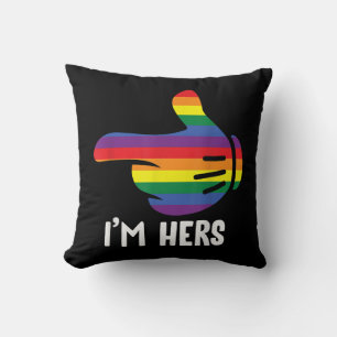 Coussin Je suis Hers Rainbow Lesbian Couple Funny LGBT Pri