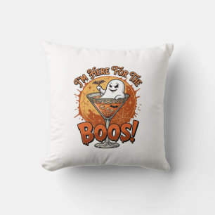 Coussin Je suis ici Boos Halloween Fantôme Boisson Toile d