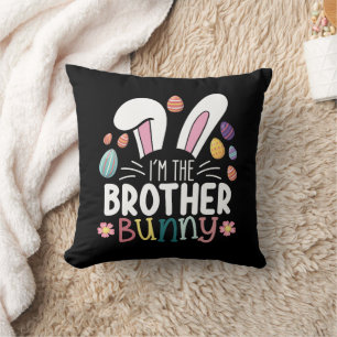 Coussin Je suis le frère lapin Pâques famille tenue coordo