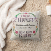 Coussin Je suis mon aimé, aquarelle de date de mariage (Couverture)