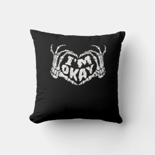 Coussin Je suis OK Drôle Costume Halloween Skeleton Mains