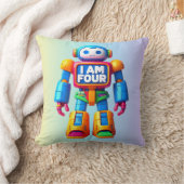 Coussin Je suis quatre Robot pour enfants 4e Anniversaire (Couverture)