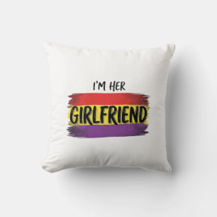 Coussin Je suis sa petite amie Arc-en-ciel Fierté Chemise