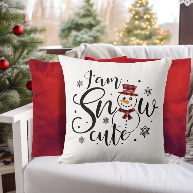 Coussin Je suis Snow mignonne Winter Snowman (I am Snow Cute Winter Snowman Throw Pillow)
