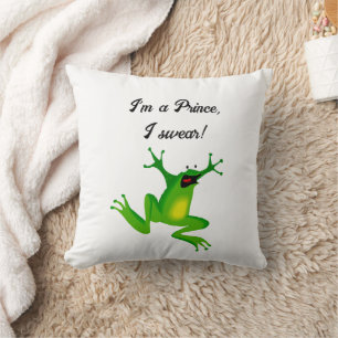 Coussin Je suis un conte de fées Prince Funny Green Frog C