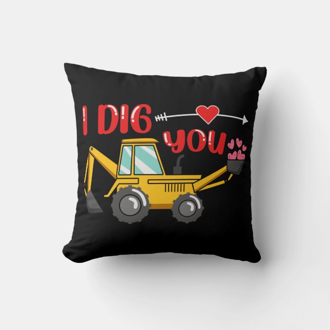 Coussin Je t'ai creusé Backhoe Valentine (Recto)