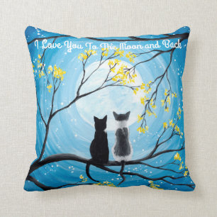 Coussin Je t'aime à la lune et au chat arrière