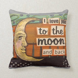Coussin Je t'aime à la lune et au dos