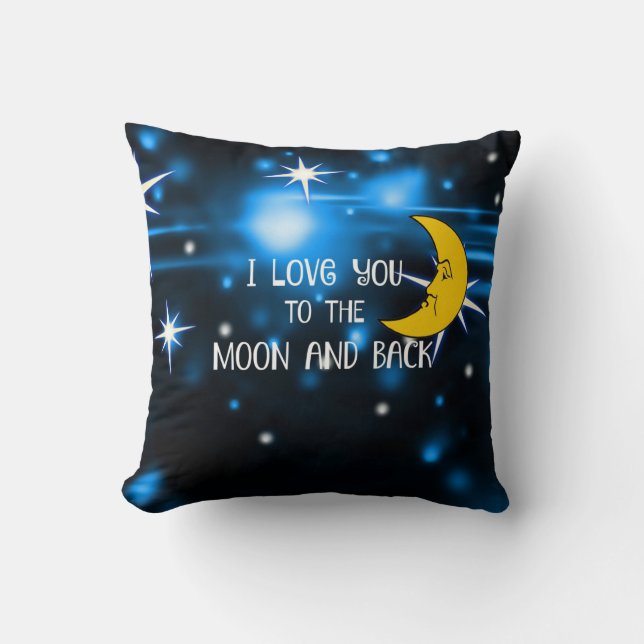 Coussin Je t'aime à la lune et au retour, mec à la lune (Recto)