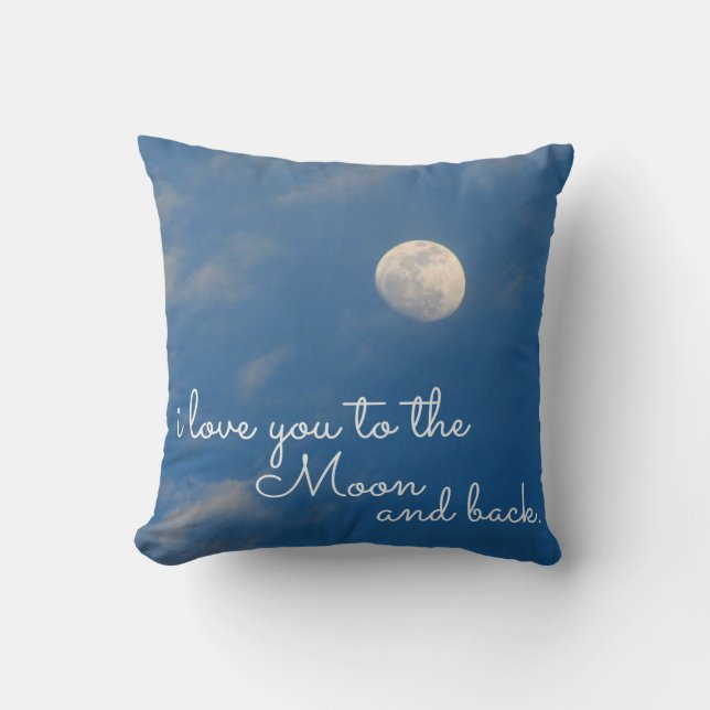 Coussin Je t'aime à la lune et aux carreaux arrières (Recto)