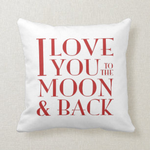 Coussin Je t'aime au blanc de lune et de dos