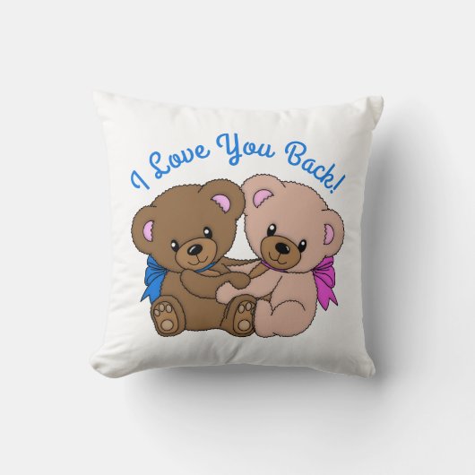 Coussin Je t'aime aussi Ours en peluche qui s'embrassent (Recto)