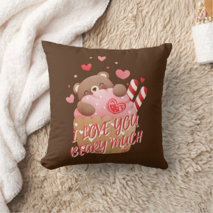 Coussin JE T'AIME BEARY BEAUCOUP drôle valentine's day