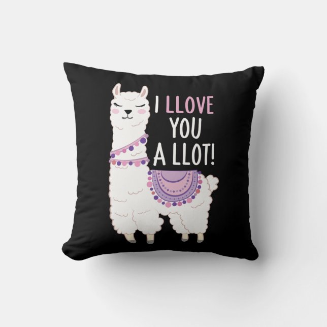 Coussin Je t'aime beaucoup - Drôle Llama (Recto)