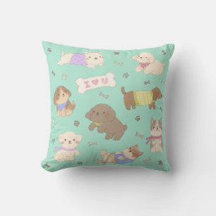 Coussin Je t'aime Chiots Illustration