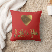 Coussin Je t'aime Coeur Romantique Typographie Rouge Or (Couverture)