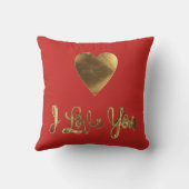 Coussin Je t'aime Coeur Romantique Typographie Rouge Or (Verso)