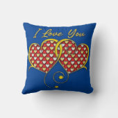 Coussin Je t'aime conception coeurs dorés (Verso)